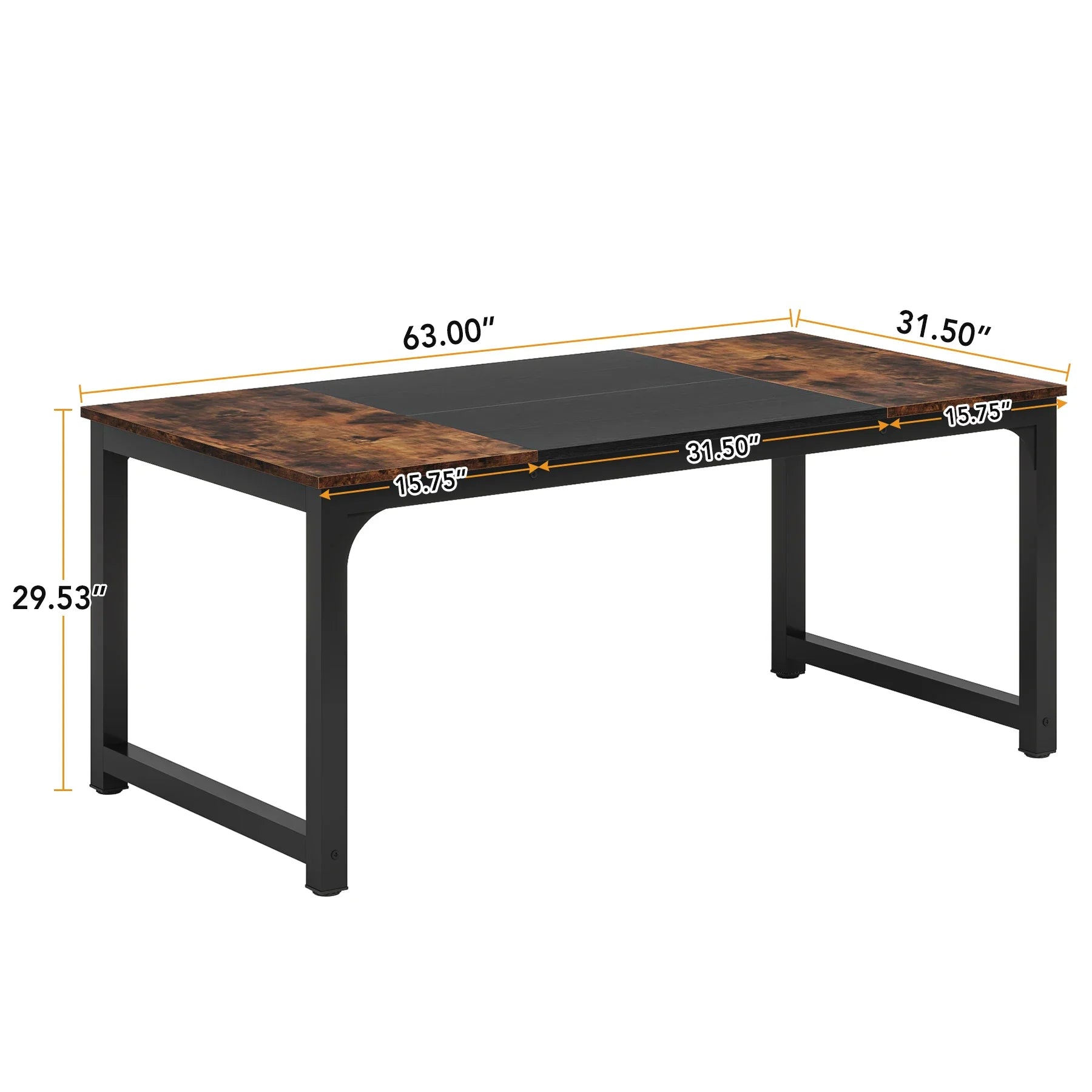 63"x31.5" Dining Table, Industrial Kitchen Table for 6-8 Person