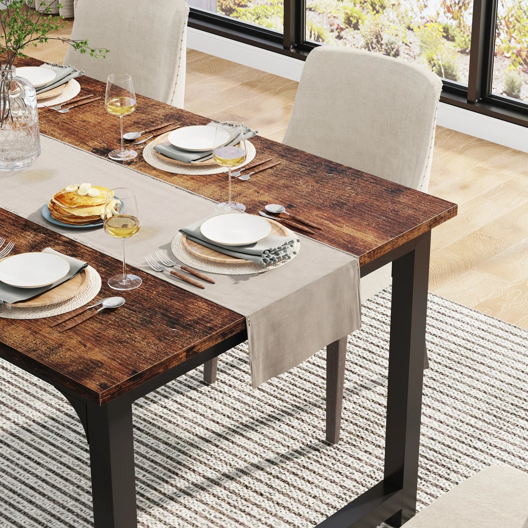 63"x31.5" Dining Table, Industrial Kitchen Table for 6-8 Person