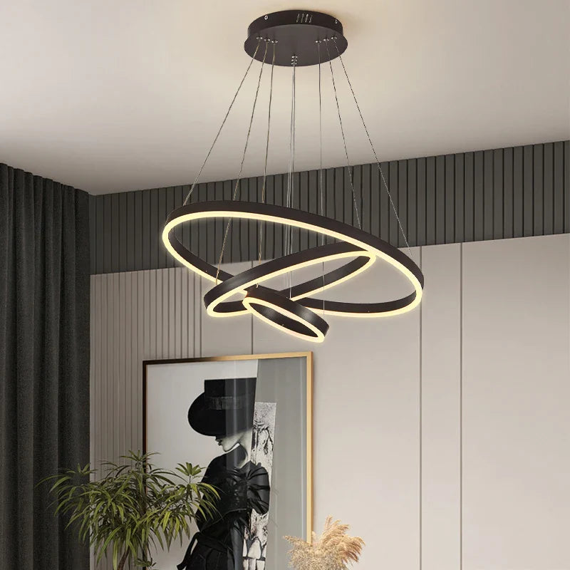 Modern 3 Ring Round Hanging LED Pendant Light