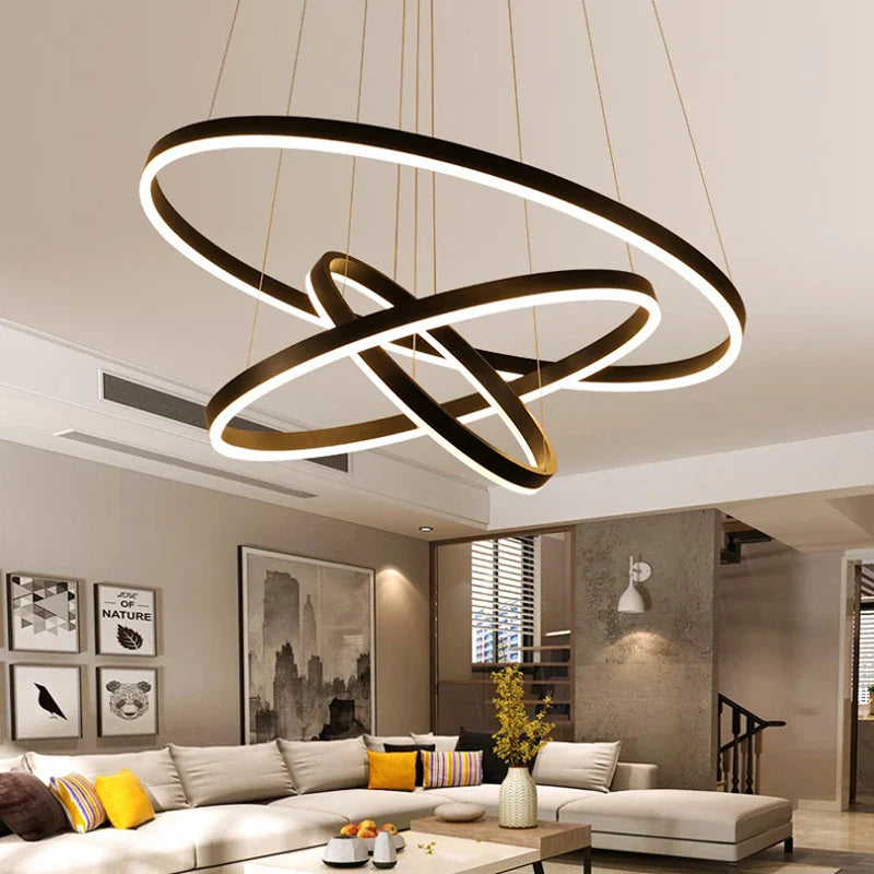 Modern 3 Ring Round Hanging LED Pendant Light