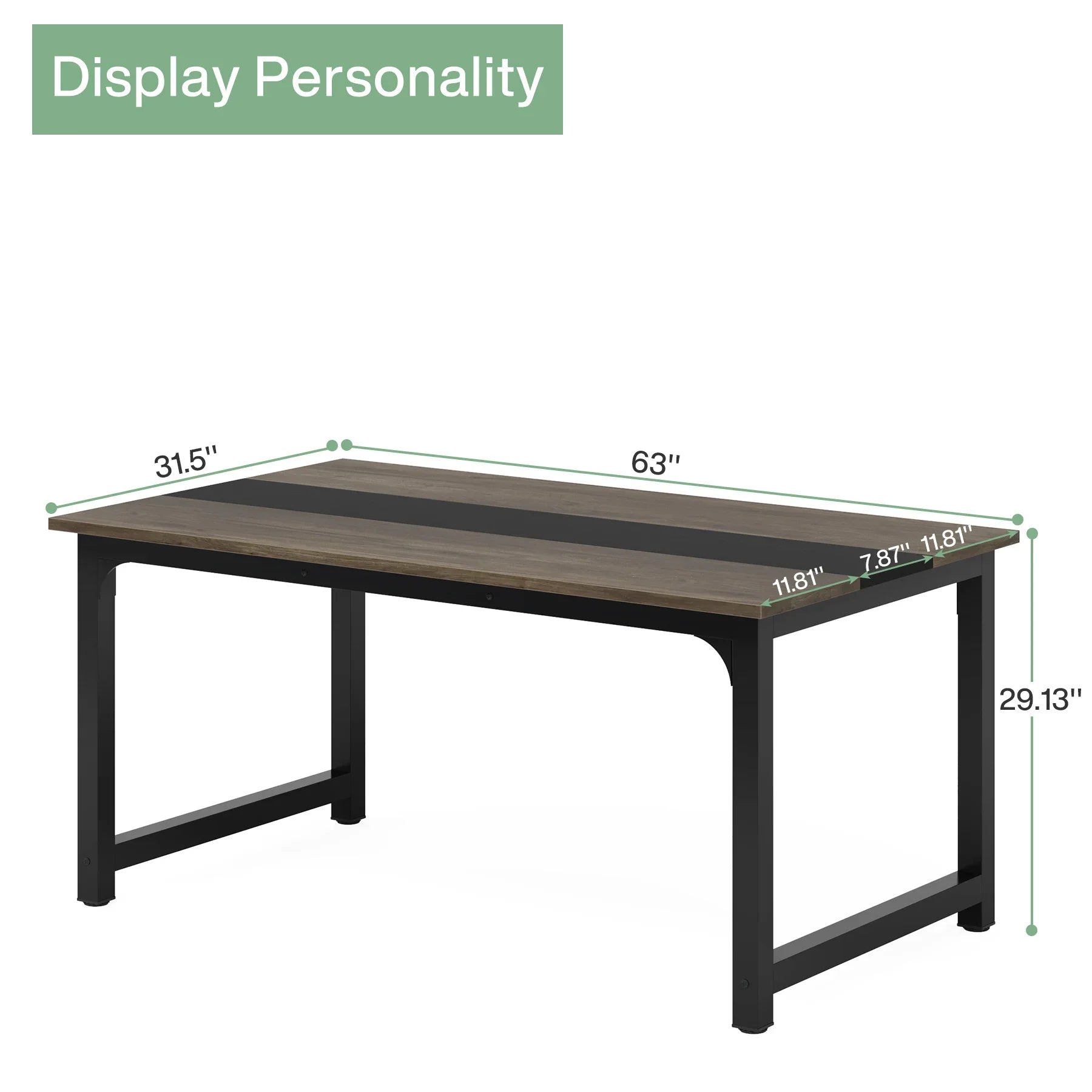 63"x31.5" Dining Table, Industrial Kitchen Table for 6-8 Person