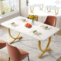 63-Inch Rectangular Dining Table for 4 to 6, Marble Table Top