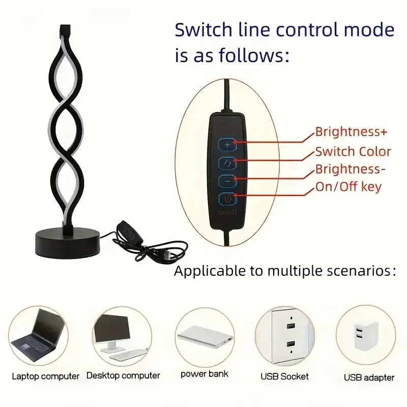 Modern Twist LED Table Lamp – Dimmable Ambient Light