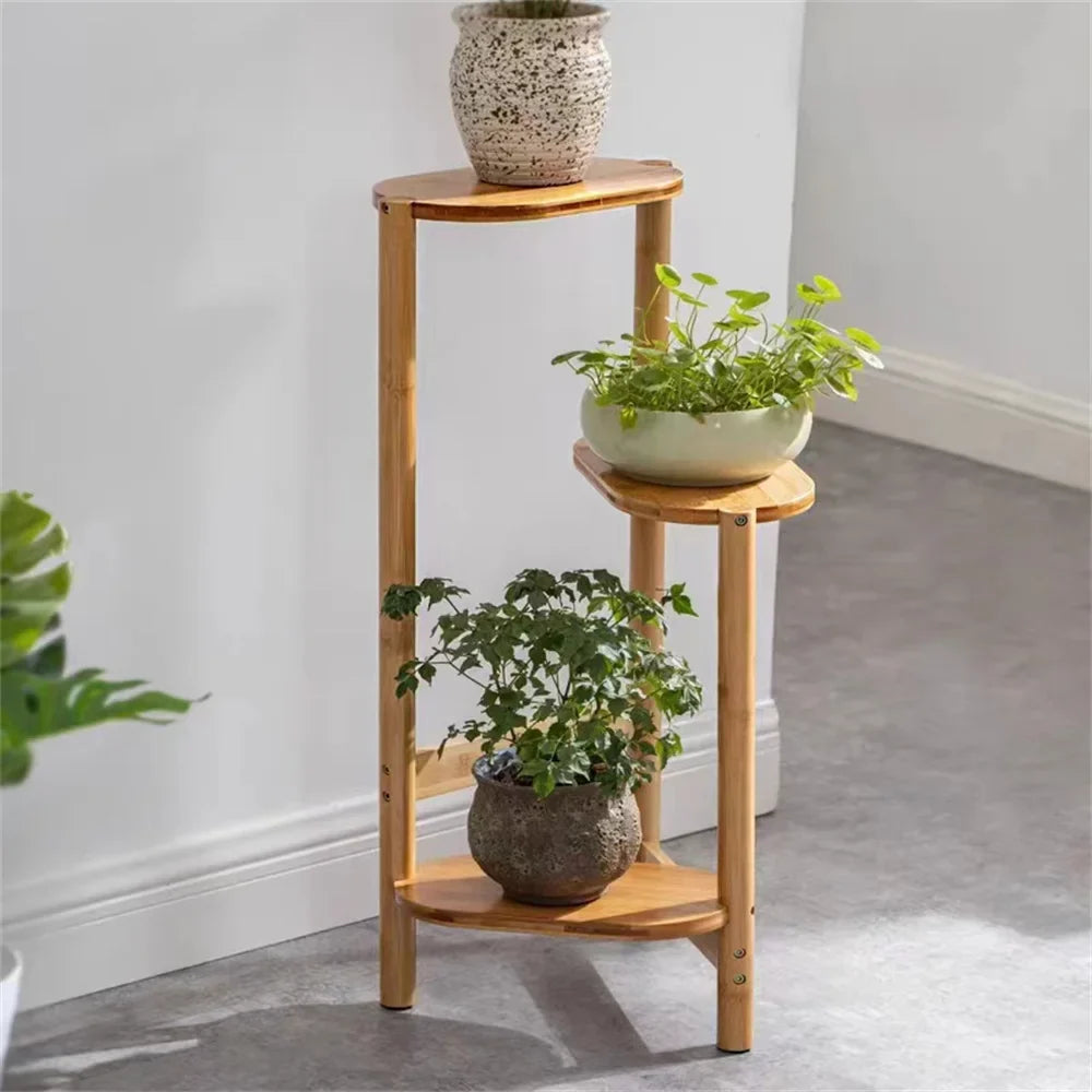 3 Tier Bamboo Corner Plant Stand - Indoor