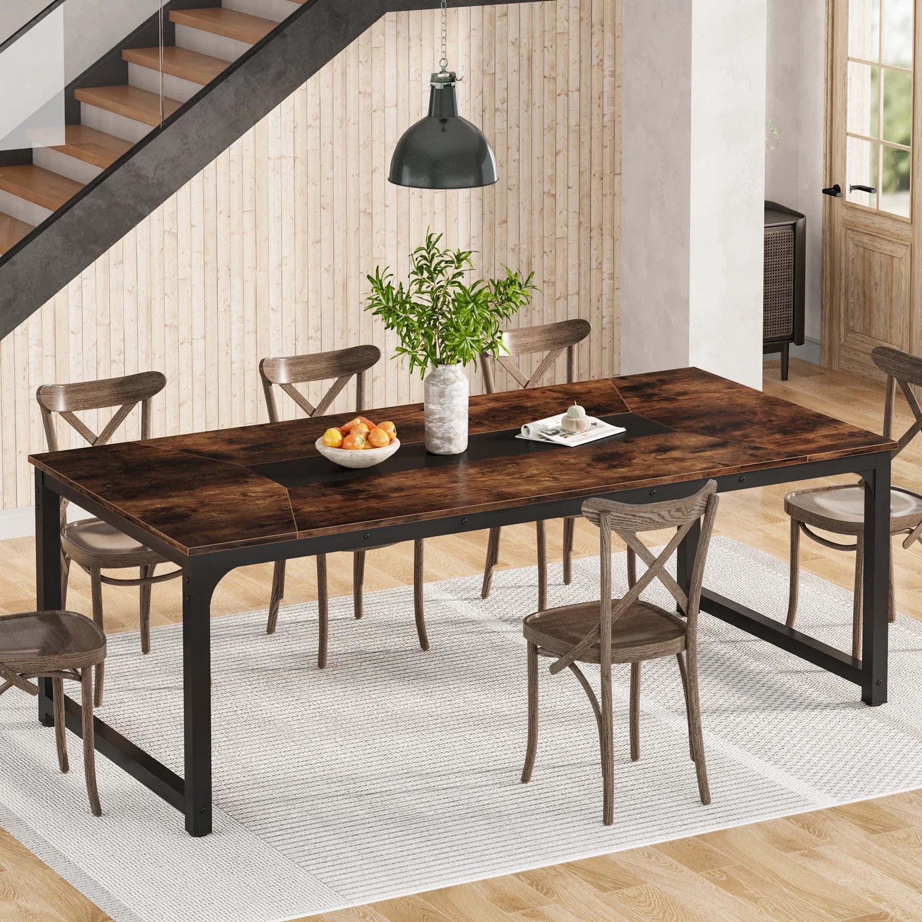 63"x31.5" Dining Table, Industrial Kitchen Table for 6-8 Person