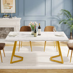 63-Inch Rectangular Dining Table for 4 to 6, Marble Table Top