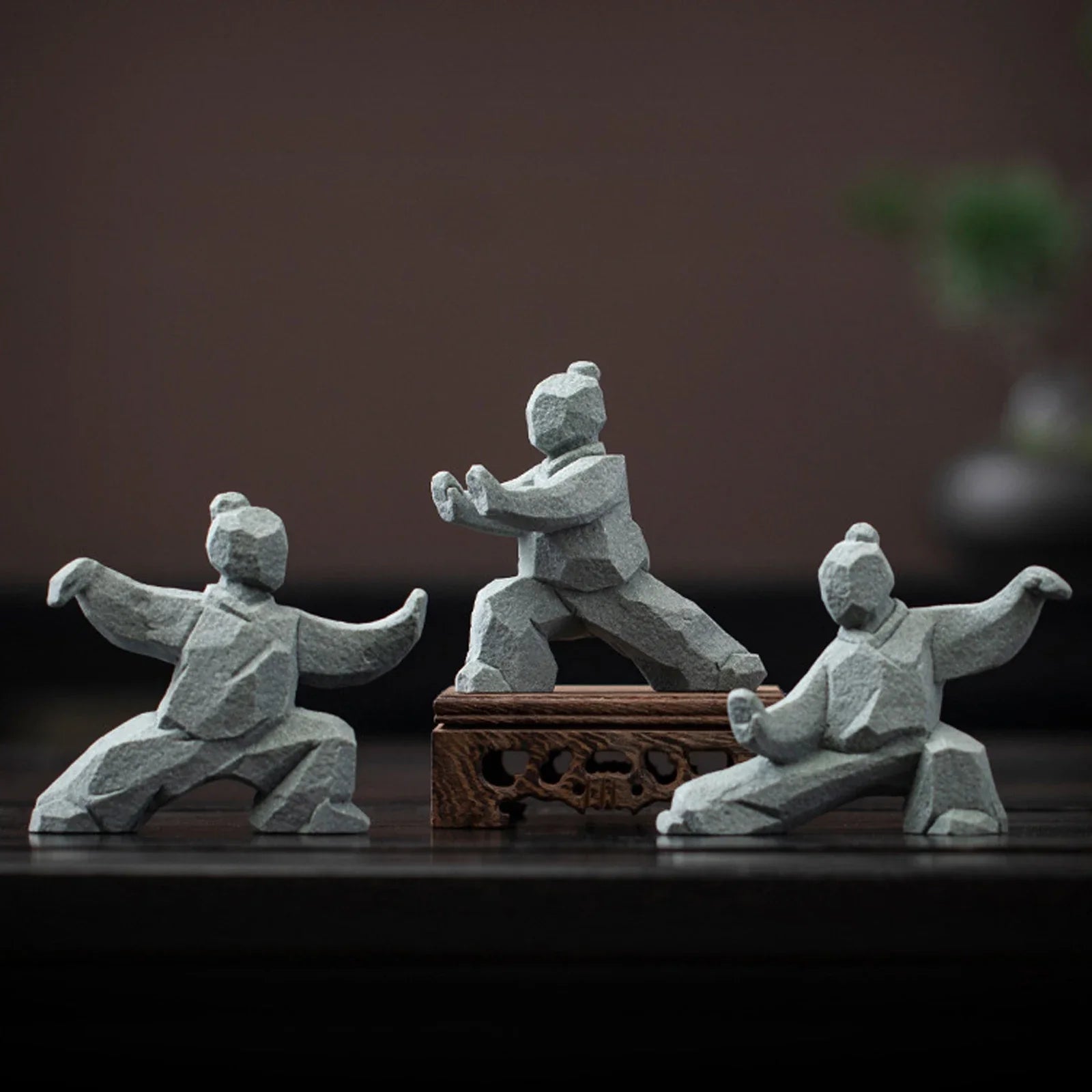 Miniature Tai Chi Master Stone Figurine - Chinese Sculpture