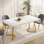 63-Inch Rectangular Dining Table for 4 to 6, Marble Table Top