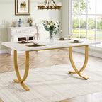 63-Inch Rectangular Dining Table for 4 to 6, Marble Table Top