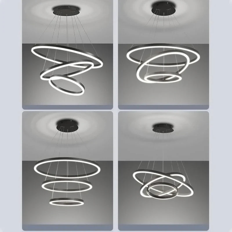 Modern 3 Ring Round Hanging LED Pendant Light