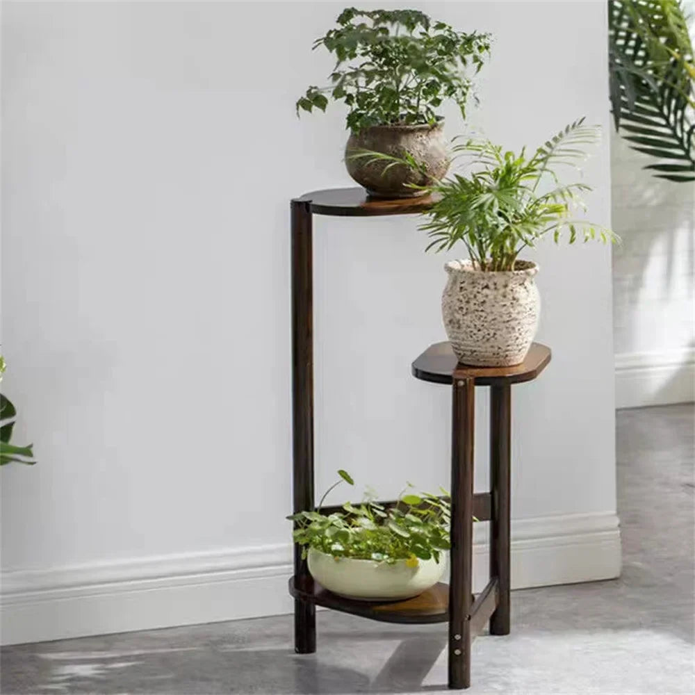 3 Tier Bamboo Corner Plant Stand - Indoor