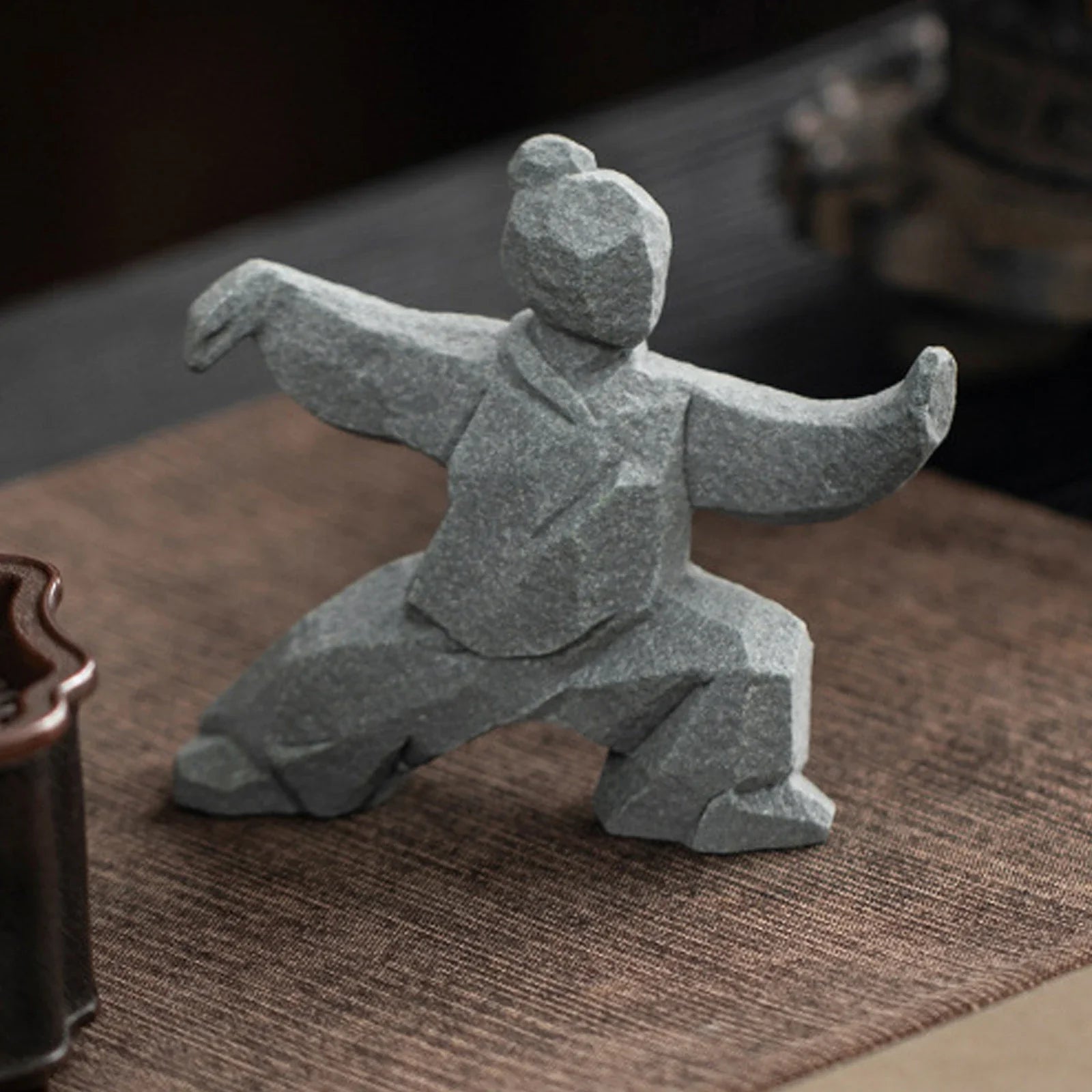 Miniature Tai Chi Master Stone Figurine - Chinese Sculpture