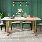 63-Inch Rectangular Dining Table for 4 to 6, Marble Table Top