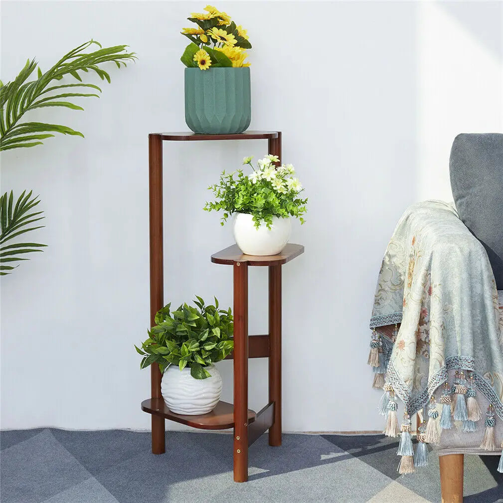 3 Tier Bamboo Corner Plant Stand - Indoor