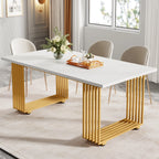 63-Inch Rectangular Dining Table for 4 to 6, Marble Table Top