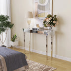 Ultra Long Silver Mirrored Entry Console Table, Vanity Table