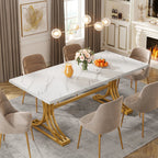 63-Inch Rectangular Dining Table for 4 to 6, Marble Table Top