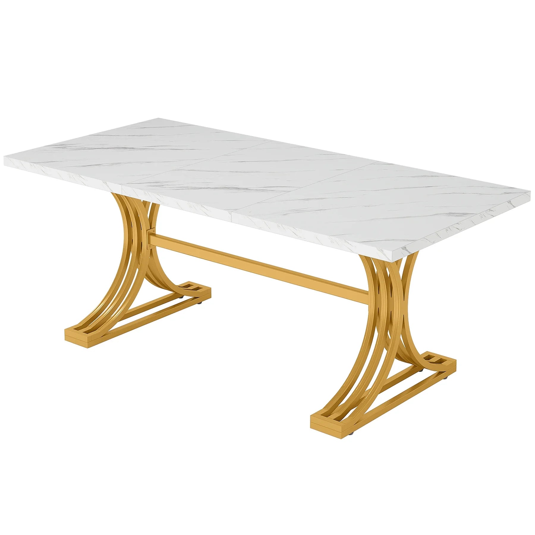63-Inch Rectangular Dining Table for 4 to 6, Marble Table Top