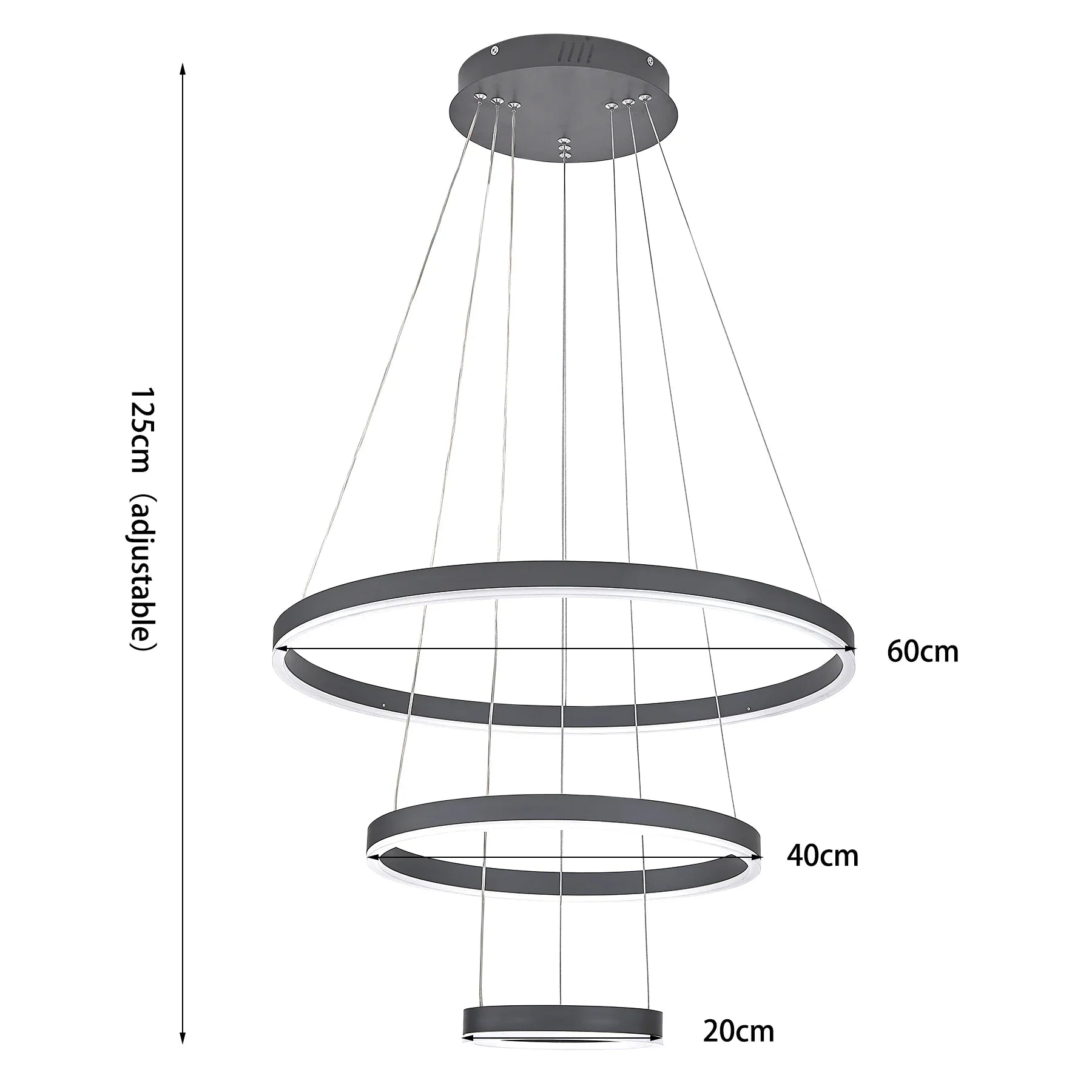 Modern 3 Ring Round Hanging LED Pendant Light