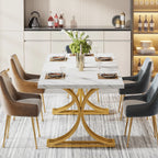 63-Inch Rectangular Dining Table for 4 to 6, Marble Table Top