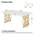 63-Inch Rectangular Dining Table for 4 to 6, Marble Table Top