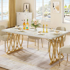 63-Inch Rectangular Dining Table for 4 to 6, Marble Table Top
