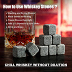 Whiskey Stones & Glasses Set, Granite Ice Cube For Whisky