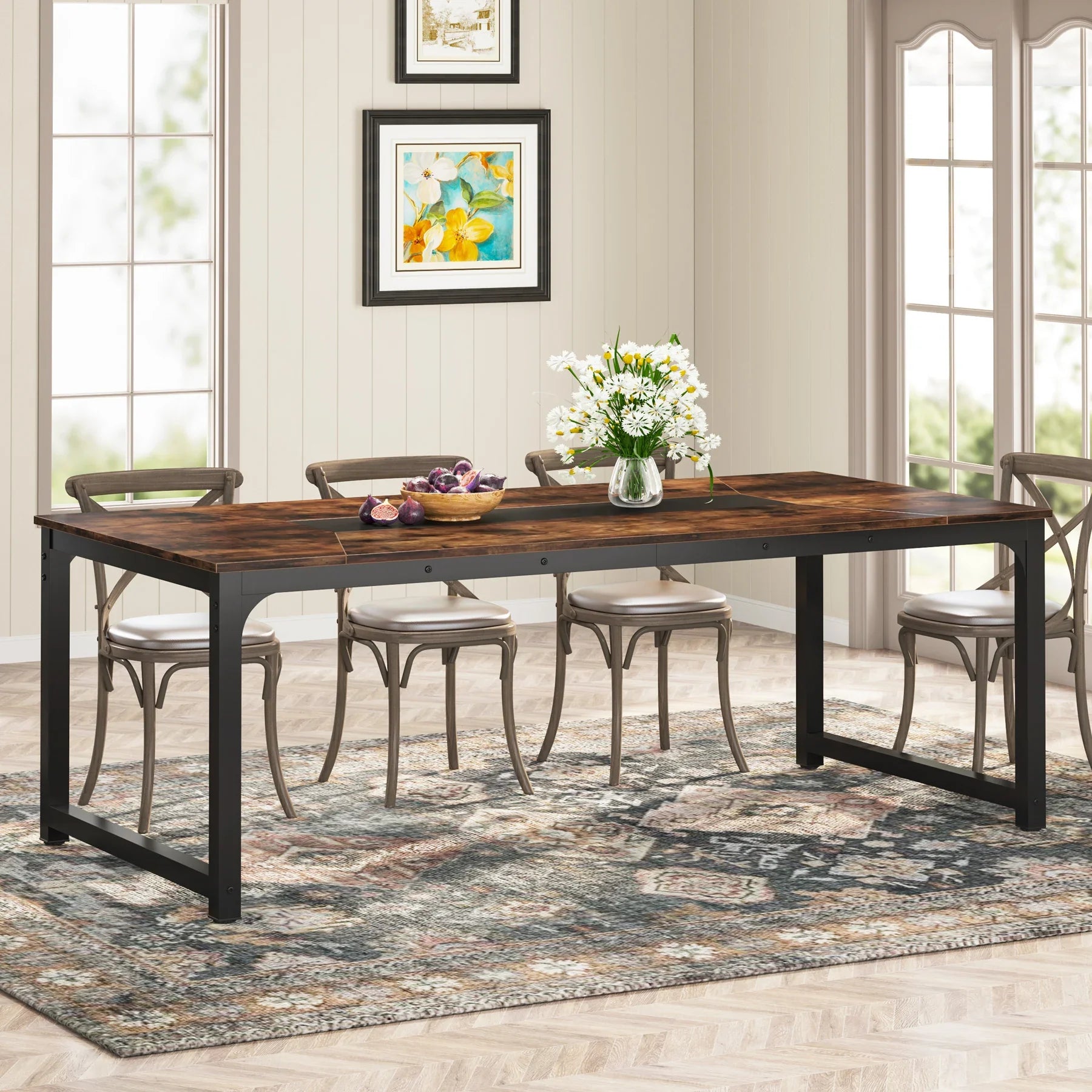 63"x31.5" Dining Table, Industrial Kitchen Table for 6-8 Person