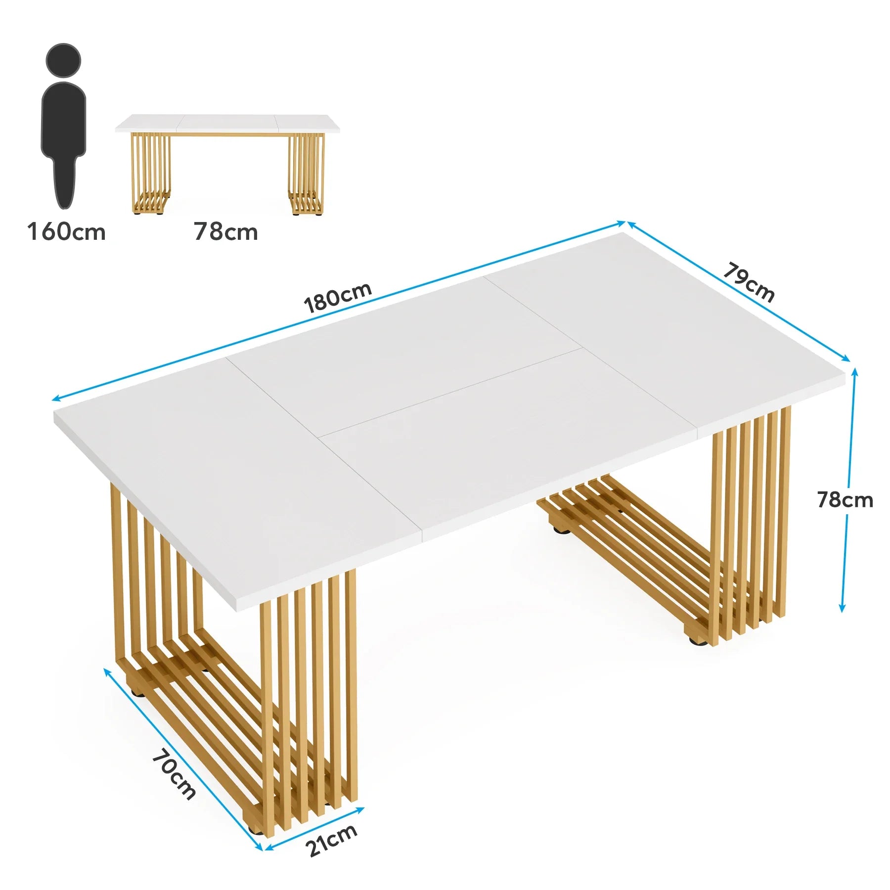 63-Inch Rectangular Dining Table for 4 to 6, Marble Table Top