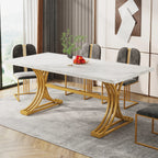 63-Inch Rectangular Dining Table for 4 to 6, Marble Table Top