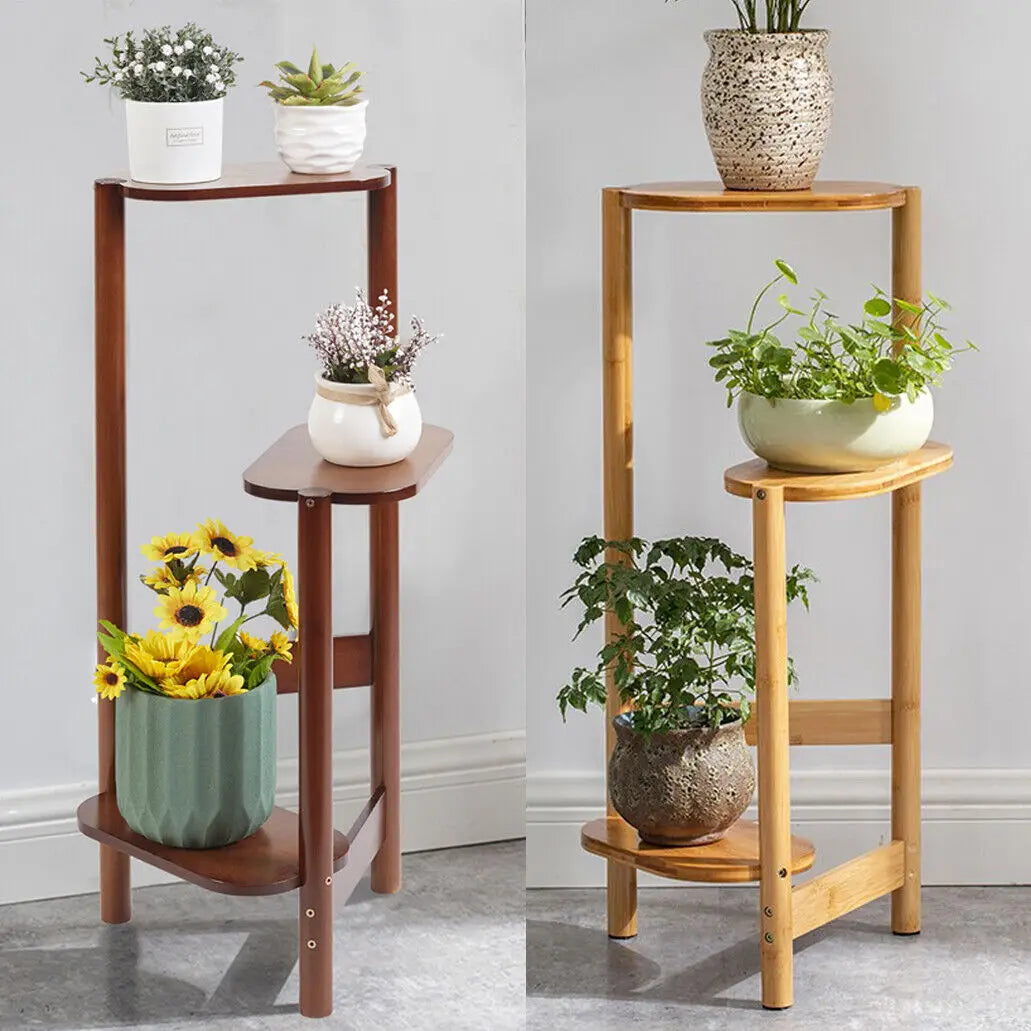 3 Tier Bamboo Corner Plant Stand - Indoor