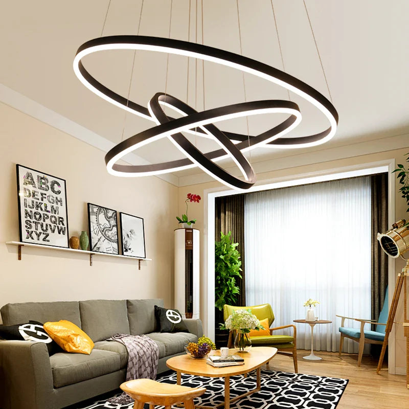 Modern 3 Ring Round Hanging LED Pendant Light