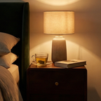 Walnut Narrow Bedside Table with Brass Drawer Pulls - 30cm