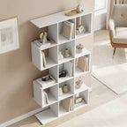 Bookshelf, S Shaped Geometric Bookcase with 15 Compartments, 5-Tier