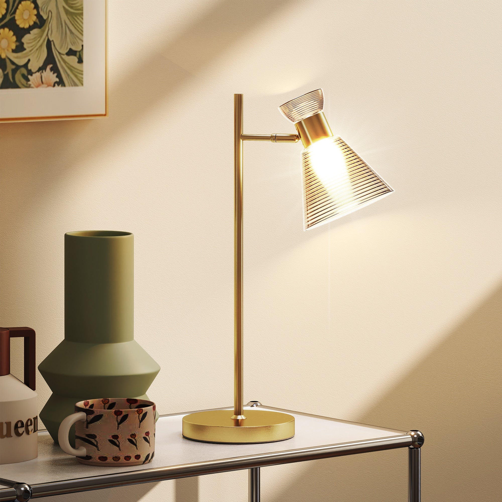 Modern Bedside Table Lamp with Adjustable Flower-Shaped Head