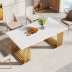 63-Inch Rectangular Dining Table for 4 to 6, Marble Table Top