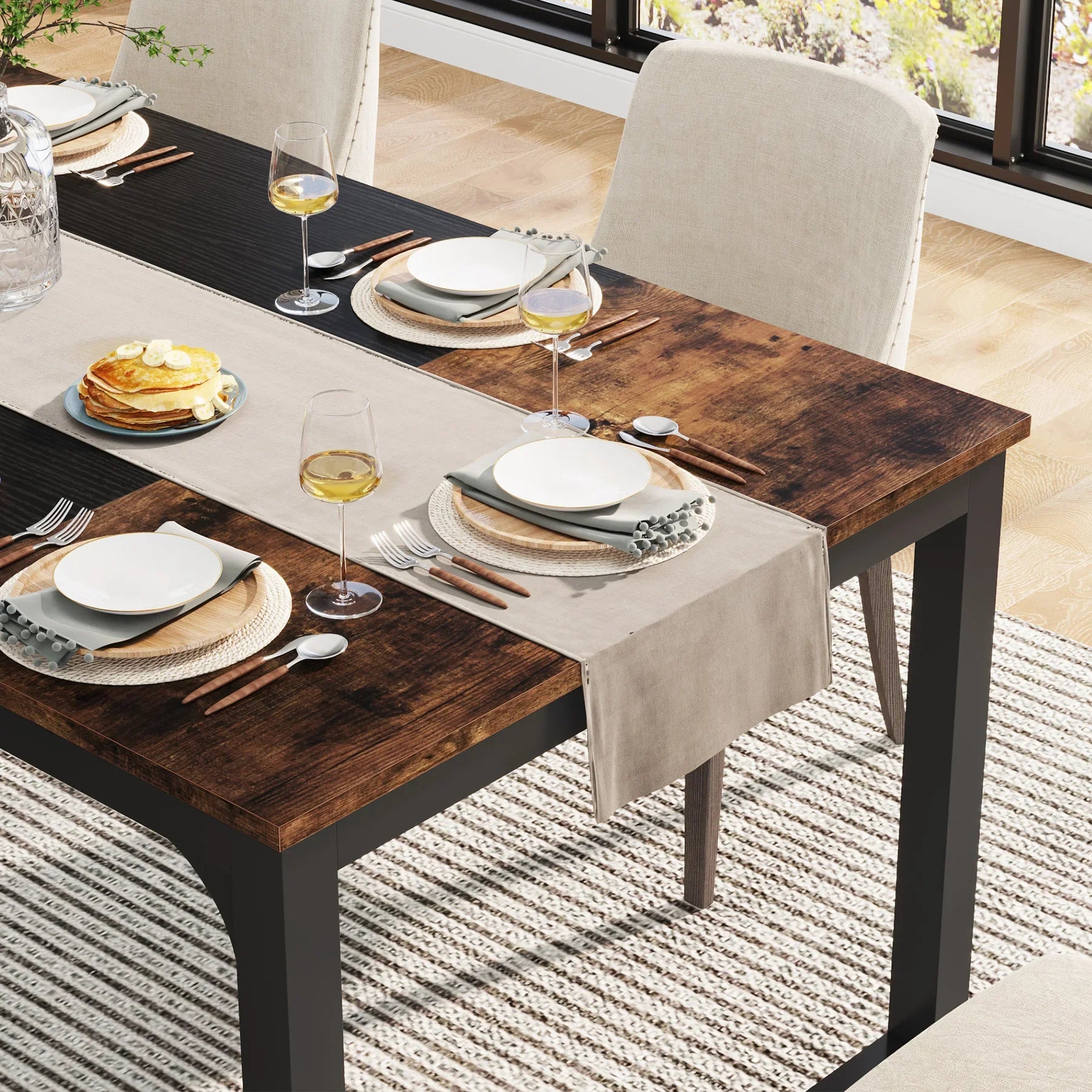 63"x31.5" Dining Table, Industrial Kitchen Table for 6-8 Person