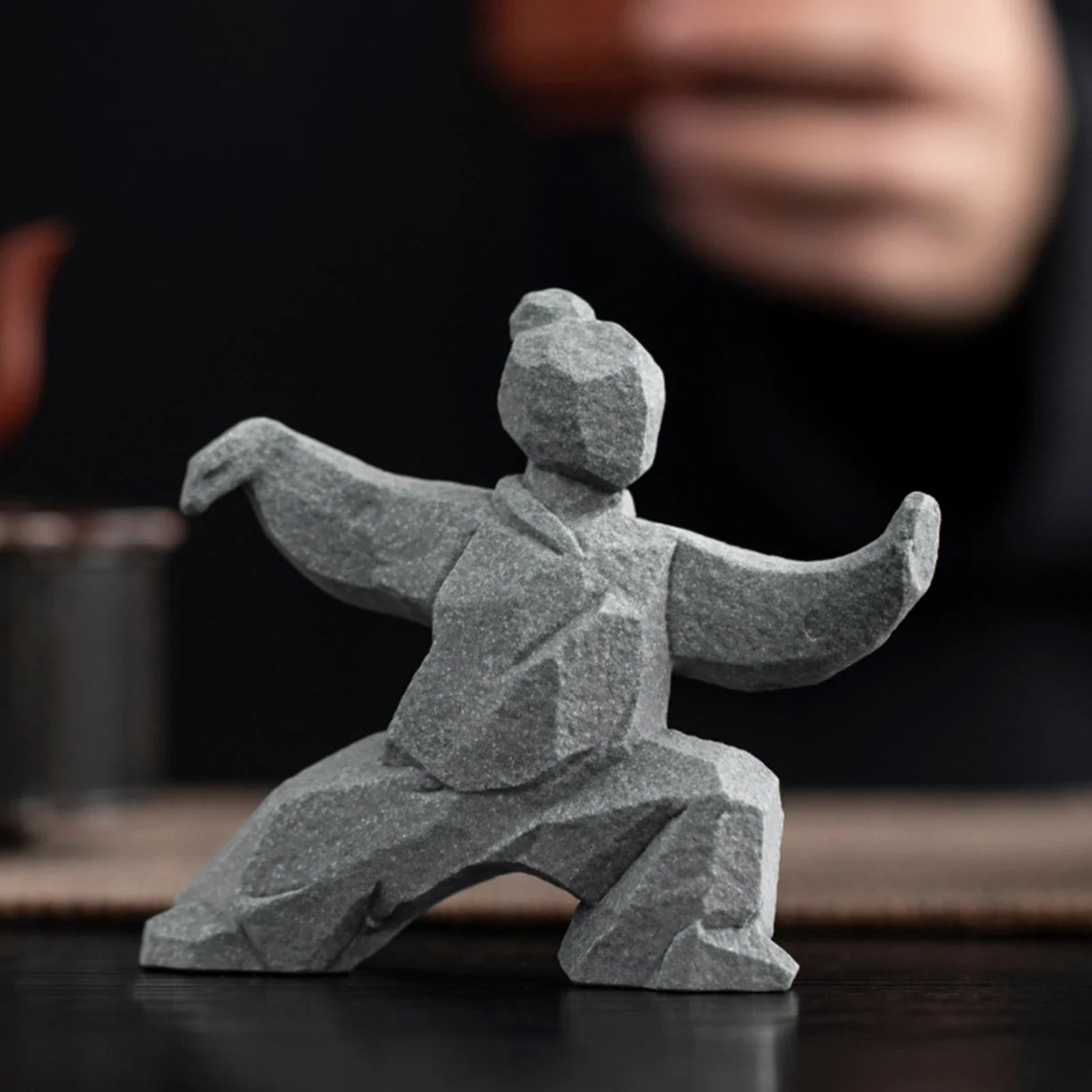 Miniature Tai Chi Master Stone Figurine - Chinese Sculpture