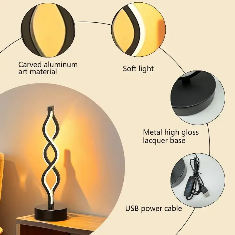 Modern Twist LED Table Lamp – Dimmable Ambient Light