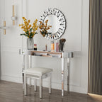 Ultra Long Silver Mirrored Entry Console Table, Vanity Table