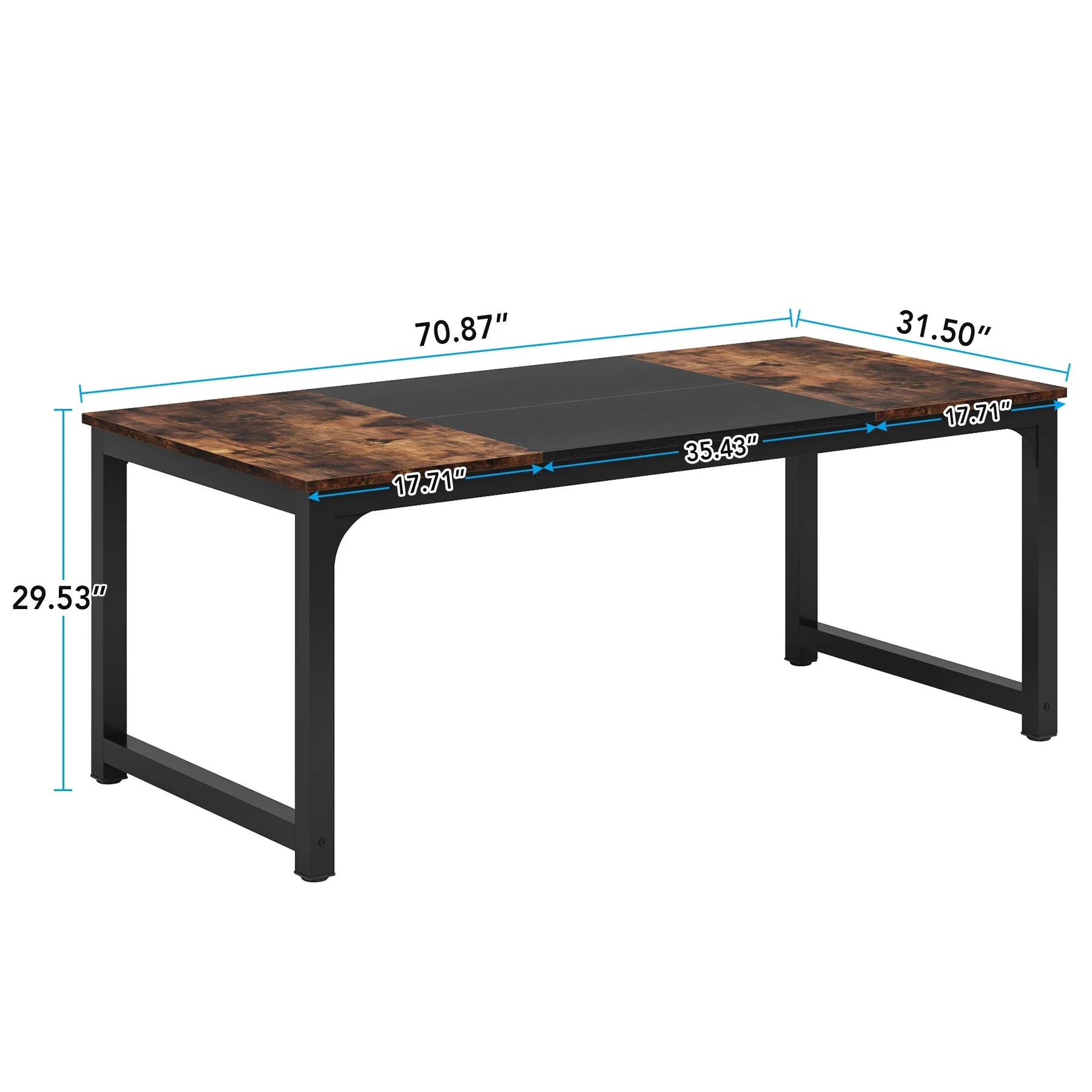 63"x31.5" Dining Table, Industrial Kitchen Table for 6-8 Person