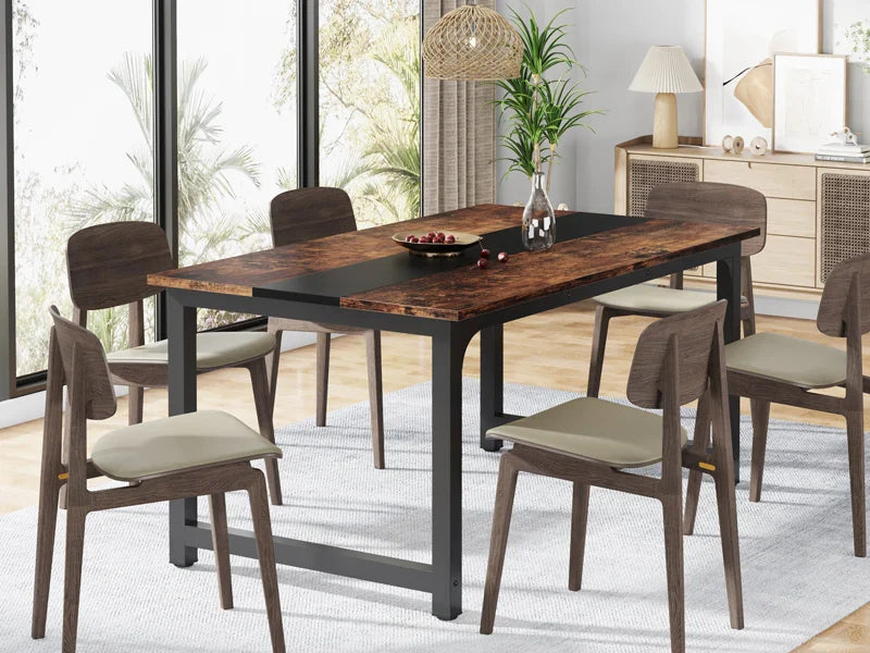 63"x31.5" Dining Table, Industrial Kitchen Table for 6-8 Person