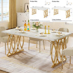 63-Inch Rectangular Dining Table for 4 to 6, Marble Table Top
