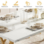 63-Inch Rectangular Dining Table for 4 to 6, Marble Table Top