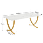63-Inch Rectangular Dining Table for 4 to 6, Marble Table Top