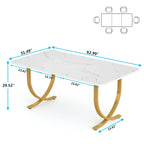 63-Inch Rectangular Dining Table for 4 to 6, Marble Table Top