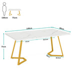 63-Inch Rectangular Dining Table for 4 to 6, Marble Table Top