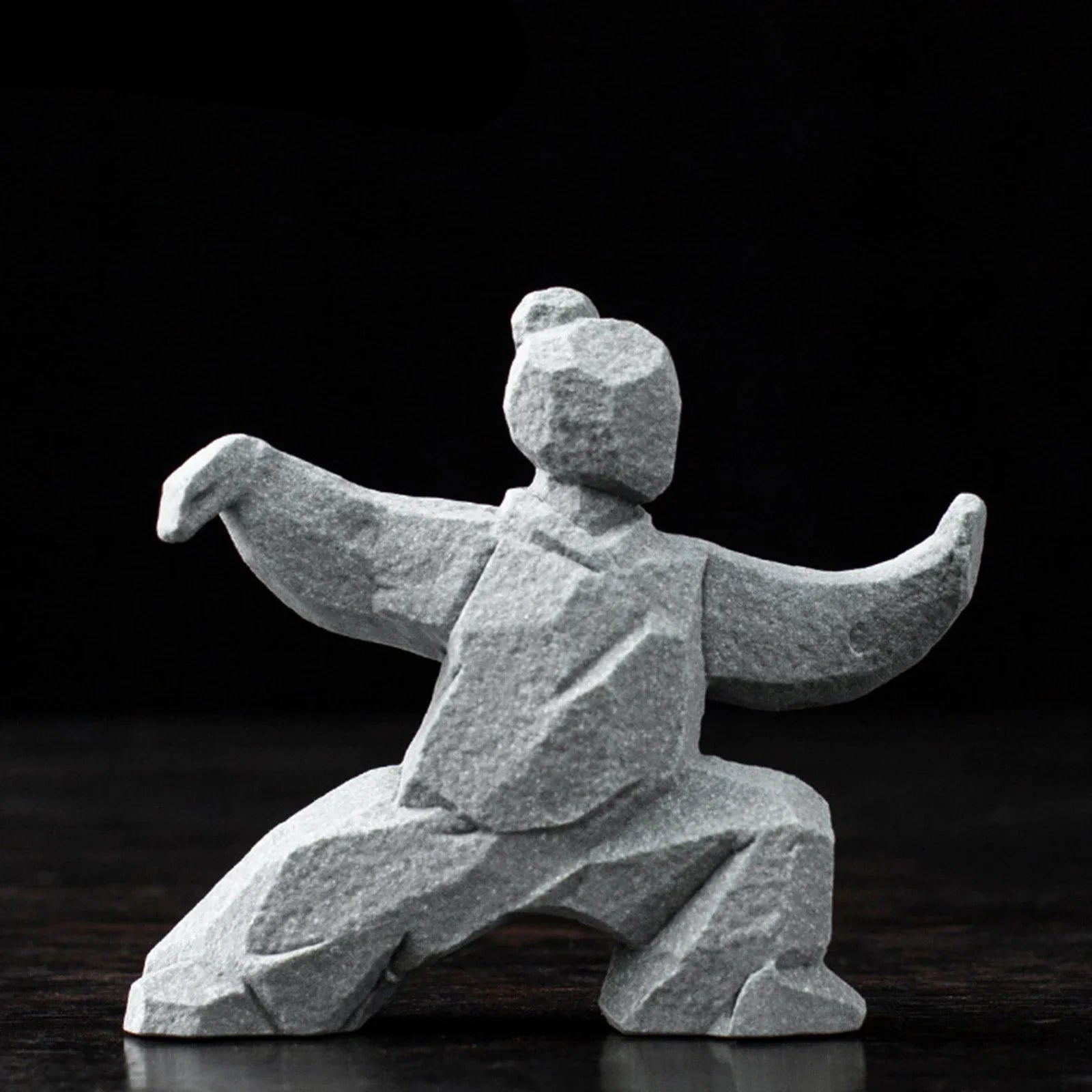 Miniature Tai Chi Master Stone Figurine - Chinese Sculpture