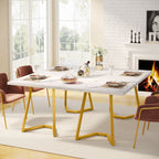 63-Inch Rectangular Dining Table for 4 to 6, Marble Table Top