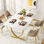 63-Inch Rectangular Dining Table for 4 to 6, Marble Table Top